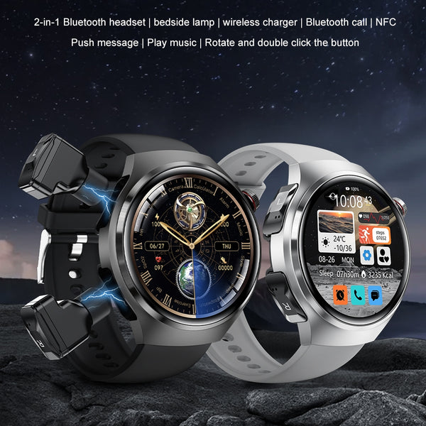 DATEOY DK56 2 in 1 Smart Watch with Bluetooth Earphones, GPS Route Track, Heart Rate, Blood Pressure, NFC, and IP67 Waterproof
