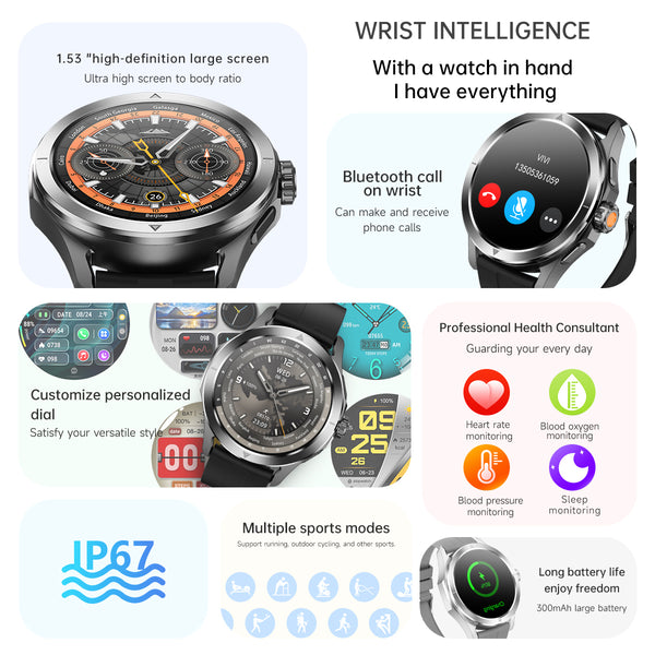 S4 Ultra Smartwatch – 1.53” Full Touch HD | NFC, GPS, Health Tracking, Bluetooth Calling | IP67 Waterproof