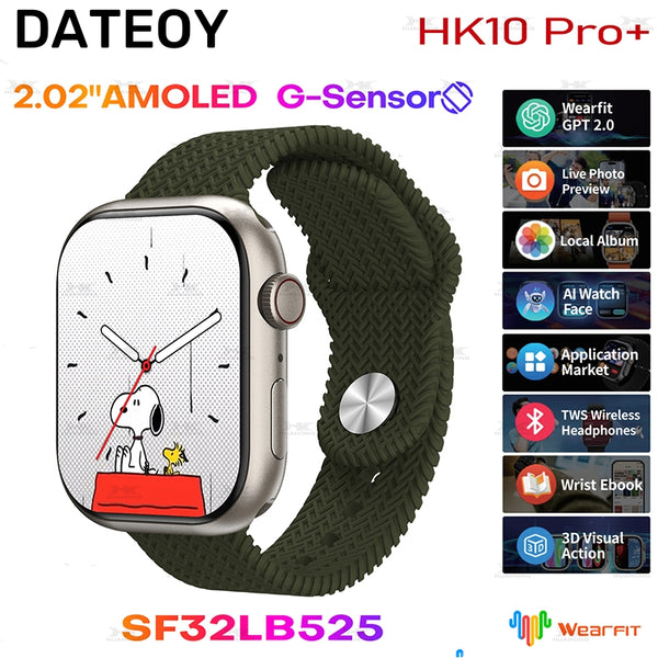 DATEOY HK10 Pro Plus Smartwatch – 2.02" AMOLED Display, 1GB Rom Support Local Music TWS Connection, Gravity sensor UI, Health Monitoring, AI Features