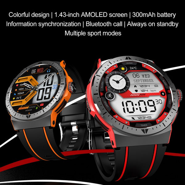 DaTeoy RuggedTrail - 1.43" AMOLED Display, Bluetooth Call, 24/7 Health Monitoring, Multi-Sport Modes, IP68 Waterproof, 7 Days Long Battery Life