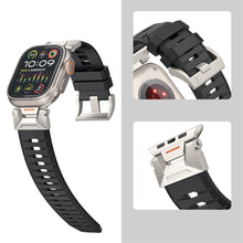 Mecha Style Fluororubber & Leather Band For Apple Watch - 44/45/46/49mm