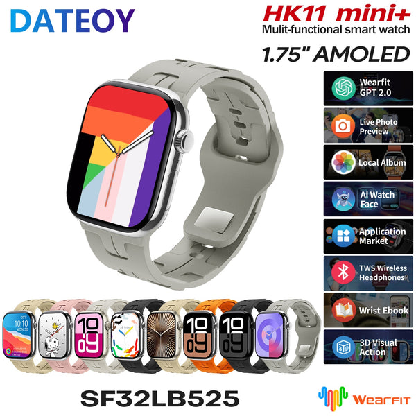 DATEOY HK11 mini+ Smartwatch 1.75" AMOLED | 41mm Bluetooth Calls, AI Features, Fitness & Health Tracking