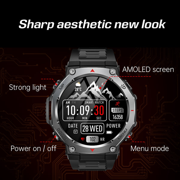 DATEOY KT85 Smartwatch | 1.43" AMOLED Display, UV Light, Heart Rate, SpO2 Monitoring, 5ATM Waterproof