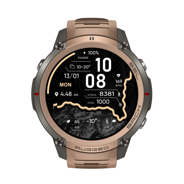 DATEOY TrailMaster Pro GPS outdoor smartwatch with AMOLED display and rugged design
