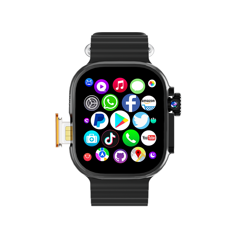 DW100 Smartwatch 4G/5G LTE Android 10.0 180° Rotating Camera 64GB ROM WiFi GPS SIM Card 2.29 inch Amoled Play Store Smart Watch (Silver Orange, 3GB 32GB
