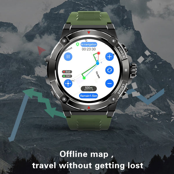 Dateoy K-Rex Ultra Smartwatch - Built-in GPS | Barometric Altimeter & Compass | 4G Memory | Offline Maps | Local Music | AMOLED Display | IP68 Waterproof | Bluetooth Calling | Multi-Sport Modes