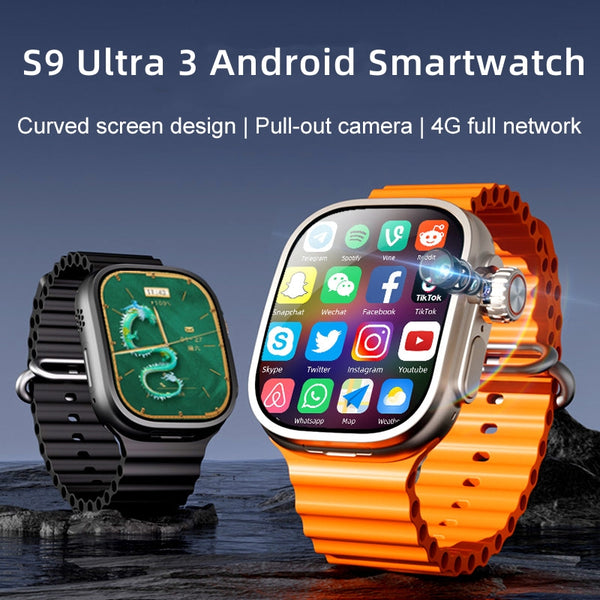 DaTeoy S9 Ultra 3 4G LTE Android Smartwatch - 2.06" AMOLED Curved Screen, Quad-Core Processor, 32GB, Camera, GPS, Heart Rate Monitor, 850mAh Battery, Waterproof