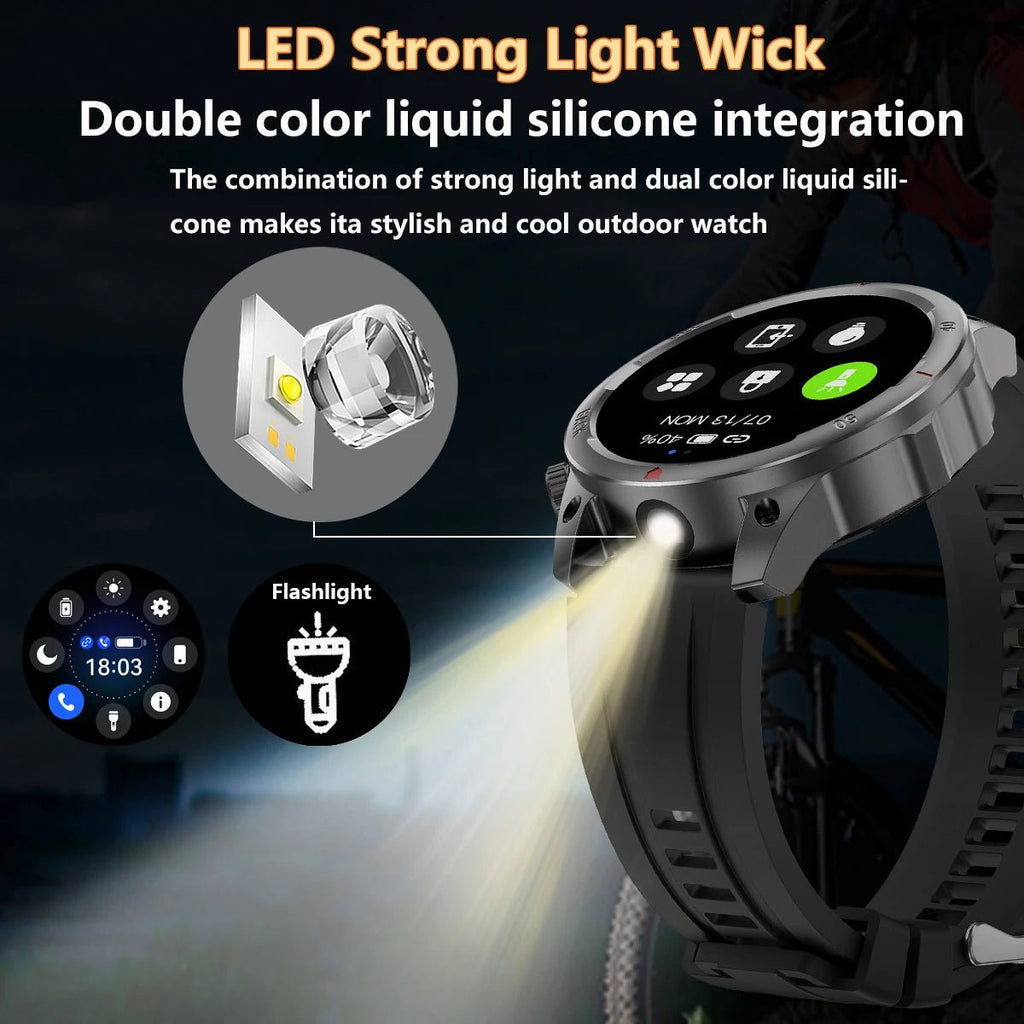 DaTeoy Smart Watch Men With Flashlight Heart Rate BT Call GPS NFC Smartwatch