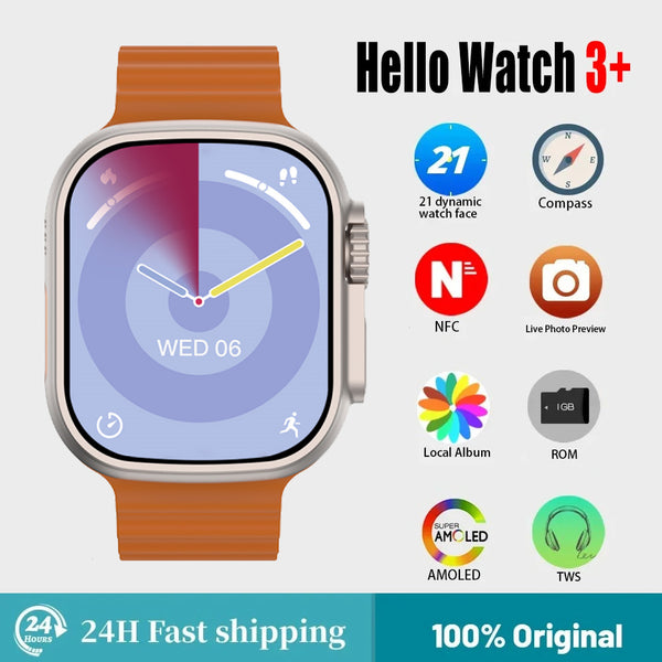 2024 NEW Hello Watch 3 PLUS Smart Watch GEN2, Support Local Music TWS Connection, ChatGPT, AMOLED AOD