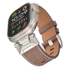 Mecha Style Fluororubber & Leather Band For Apple Watch - 44/45/46/49mm